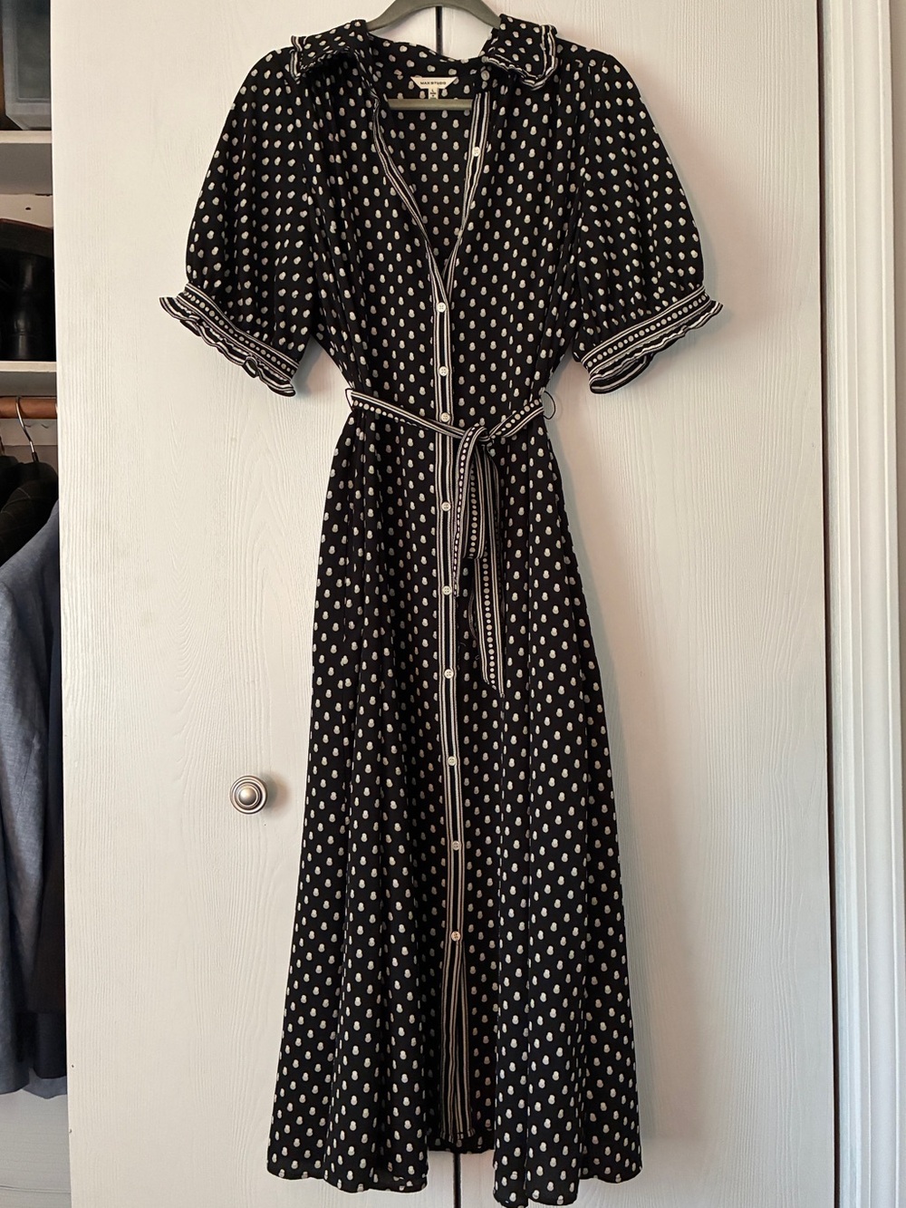 Max Studio Black and White Polka Dot Midi Dress